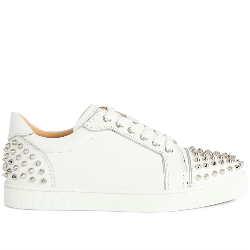 Christian Louboutin Vieira Embellished Leather Spike Sneakers - Picture 3 of 13